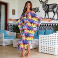 thumbnail image 3 of Xixirimido Colorful Paint Palm Trees Print Womens Plus Size Kaftan Dress V Neck Batwing Sleeve Beach Cover Up Swimsuit Coverups Summer Lounge Caftan Dress, 3 of 7