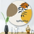 thumbnail image 1 of Designart - Botanical Minimalist Leaf With Abstract Shapes I - Modern Metal Circle Wall Art, 1 of 5