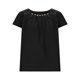 thumbnail image 4 of Tops de Color Sólido para las Mujeres Cuello Redondo de Manga Corta con Detalle de Botón Plisado Casual, Tops de Cuello Redondo para las Mujeres, 4 of 7