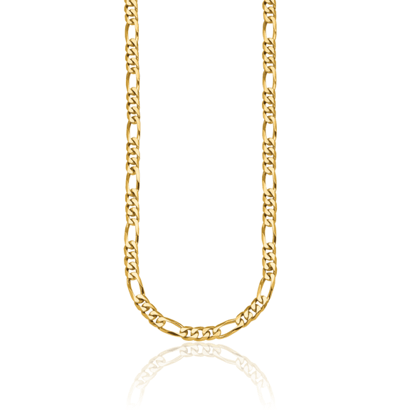 14K Solid Yellow Gold 6.2mm Figaro Link Chain Necklace
