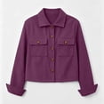 thumbnail image 4 of Women's Corduroy Jacket Button Down Cropped Shacket with Flap Chest Pockets Casual Fall Lightweight Jackets, 4 of 4