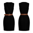thumbnail image 4 of ClodeEU Women's V Neck Sleeveless Midi Work Dress with Waist Belt，Business Casual Office Dress Black,Women's Plus L, 4 of 7