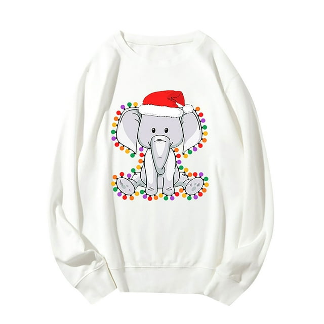WREESH Christmas New Creative Casual Printing Long-sleeved Round Neck Sweater