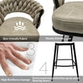 thumbnail image 2 of 38.19'' Bar Stools Set of 2, Swivel Suede Counter Chair with Woven Backrest and Metal Legs, Upholstered Kitchen Island Chairs with Back Footrest for Cafe, Pub, Bar Counter, Khaki, 2 of 9