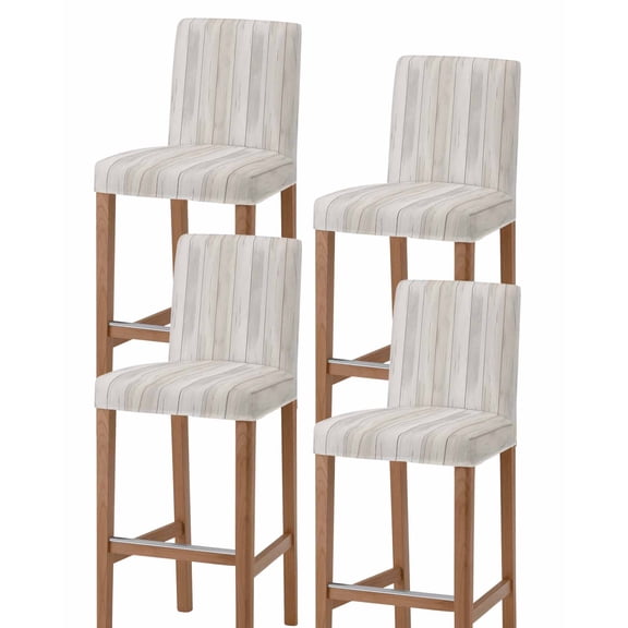 Beige Bar Stool Covers Set of 4, Farmhouse Simple Abstract Striped Wooden Grain Stretch Washable Bar Chair Covers with Backs, Removable Pub Counter Height Chair Cover for Kitchen Dining Room Cafe