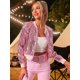 thumbnail image 2 of Disfraz de navidad Allegra K Top de lentejuelas brillante para mujer chaqueta de bombardero Rosa L, 2 of 6