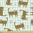 thumbnail image 2 of Ambesonne Cat Fabric by the Yard Upholstery, Funny Animals and Dots Pattern, 1 Yard, Pale Vermilion Soft Blue, 2 of 5