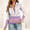 thumbnail image 5 of SAATLERI Button Down Shirt for Women V Neck Collared Polo Shirts Dressy Floral Printed Long Sleeve Blouse Free Business Casual Work Office Tops, 5 of 5