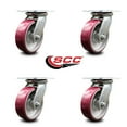 thumbnail image 2 of 6 Inch Heavy Duty Poly on Aluminum Caster Set with Roller Bearings Set of 4 SCC, 2 of 2