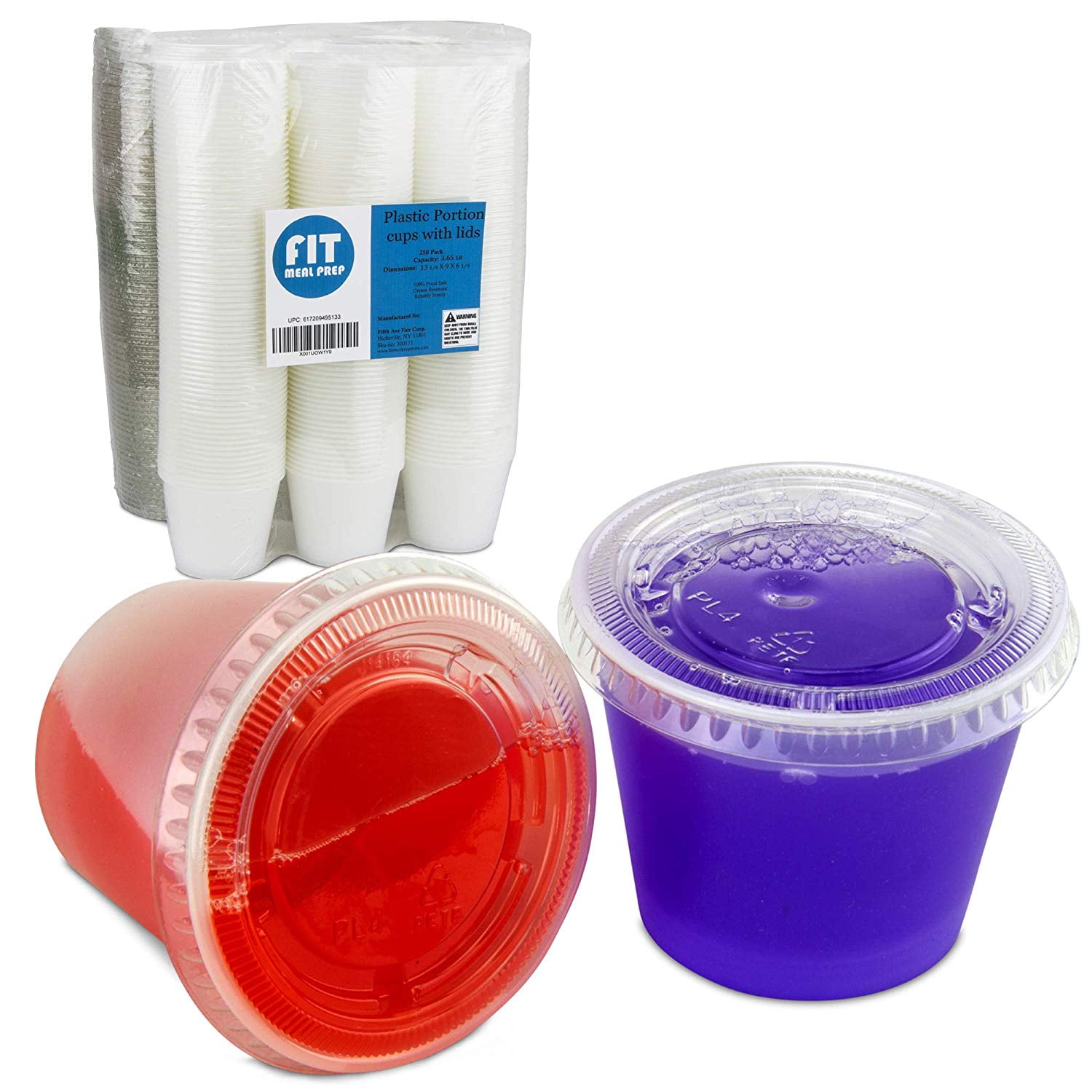 [250 Pack] 5.5 Ounce BPAFree Plastic Portion Cup with Clear Lids