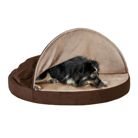 UPC: 0842229112443 | FurHaven Pet Products Microvelvet Snuggery Cooling Gel Memory Foam Pet Bed for Dogs & Cats – Espresso 35 Base