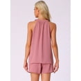 thumbnail image 3 of DARING DIVA 2 Pieces Lounge Set Pajama Halter V Neck Cami Shorts Outfit L Light Pink, 3 of 5