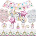 thumbnail image 4 of Globo de unicornio de 32 pulgadas, juego de globos de aluminio con números, decoración para fiesta de cumpleaños, vajilla desechable de unicornio para niños, suministros para fiesta de Baby Shower, 4 of 5