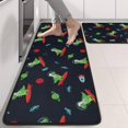 thumbnail image 2 of Kitchen Rugs Sets Of 2,Black Dinosaurs Space Surfing Pattern Anti Fatigue Kitchen Mat Rugs Non Slip Washable,Decorative Kitchen Floor Mats for Kitchen,Sink,Laundry,17"x47"+17"x47", 2 of 5