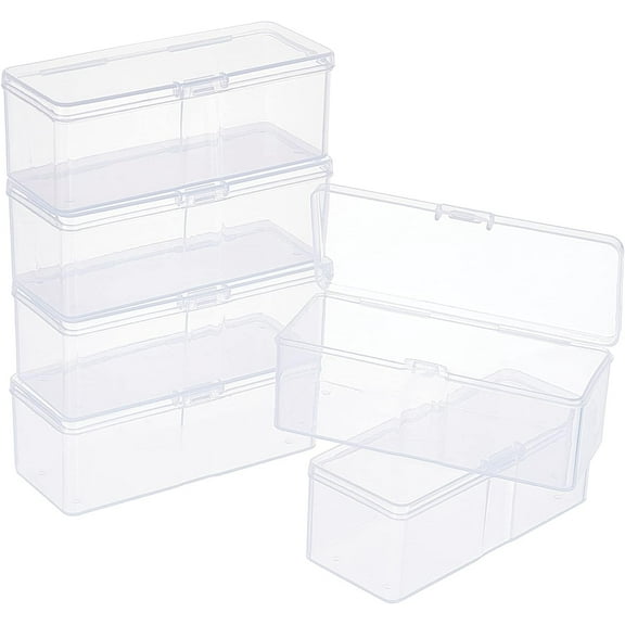 8 Packs Small Clear Plastic Beads Storage Containers Box with Hinged Lid 4x1.7x1.4'' for Storage of Small Items Crafts Jewelry Hardware DIY
