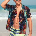 thumbnail image 5 of KLL Men's Hawaiian Shirt Short Sleeve Button Down Beach Shirts-Mystic Wolf Dreamcatcher, 5 of 5