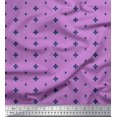 thumbnail image 2 of Soimoi Purple Poly Georgette Fabric Geometric Plus Sign & Jamdani Print Sewing Fabric Yard 52 Inch Wide, 2 of 2