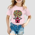 thumbnail image 2 of Hwmodou Girls 100 Days Of School Shirt Kids Letter Print Crewneck Loose Short Sleeve Spring T-Shirts Soft Trendy,3-13Y, 2 of 4