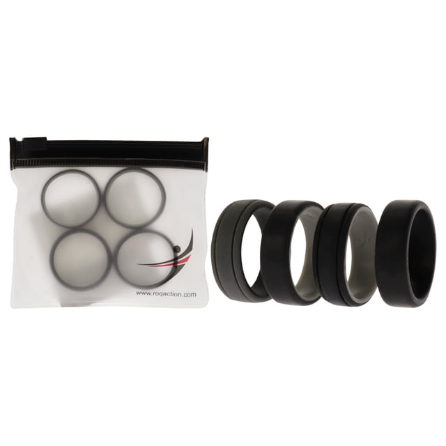 Juego de anillos de boda de silicona de 2 capas - Negro por ROQ para hombres - Anillo de 4 x 13 mm