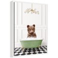 thumbnail image 4 of Kate and Laurel Bear Cub in Green Bathtub Checker Floor Framed Canvas Wall Art by Amy Peterson 18 x 24 Sylvie White, Whimsical, Animals, Humor, Bathroom Art for Wall Decor, Living Room, Bedroom, 4 of 8