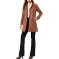 thumbnail image 3 of Allegra K Women's Notched Lapel Double Breasted Faux Suede Trenchcoat, 3 of 7