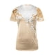 thumbnail image 4 of V Cuello Manga Corta Tops para las Mujeres Casual Botón Impresión Blusa de la Moda de Verano Tee, Ligero Mujer de Verano Tops, 4 of 5
