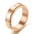 thumbnail image 6 of Anxiety Fidget Spinner Rings Korean 14K Yellow Gold Simple Zircon Star Rings for Women Men Anti Stress Jewelry, 6 of 8