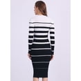thumbnail image 5 of DARING DIVA Women's Striped Long Sleeve Crew Neck Ribbed Knit Dress L White, 5 of 7