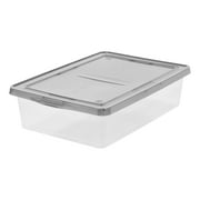 IRIS 28 Qt. Underbed Plastic Storage Bin with Lid, Stackable Storage Container, Tote, Clear