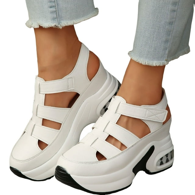 Platform Wedge Sandals for Women 2025 Summer Fall Height Increasing Gladiator Closed Toe Walking Shoes