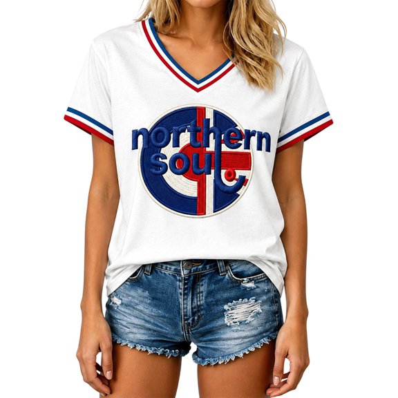 T Shirts for Women Graphic Vintage Loose V-Neck Short Sleeve Stylish Print Top Outdoor Wear Womens Graphic Tees L