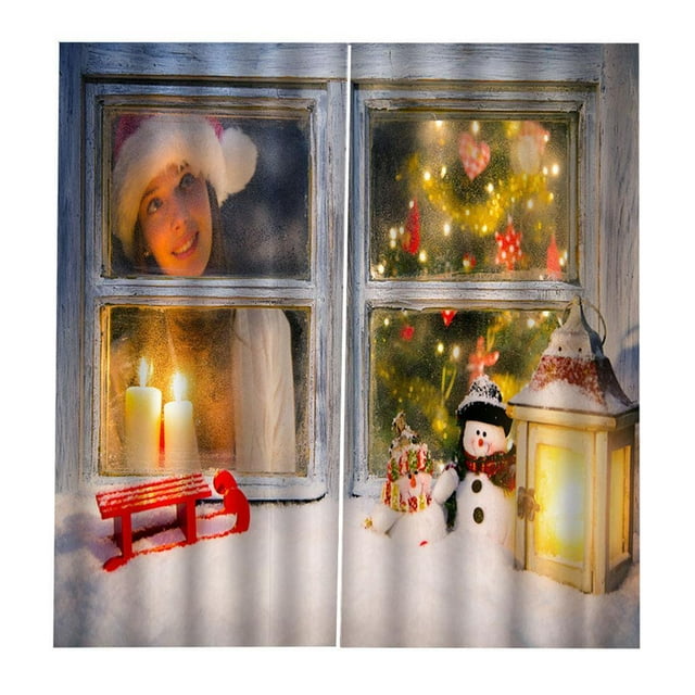 Cortinas navideñas para sala de estar, dormitorio, ventana, 2 unidades, 40 x 55 pulgadas C