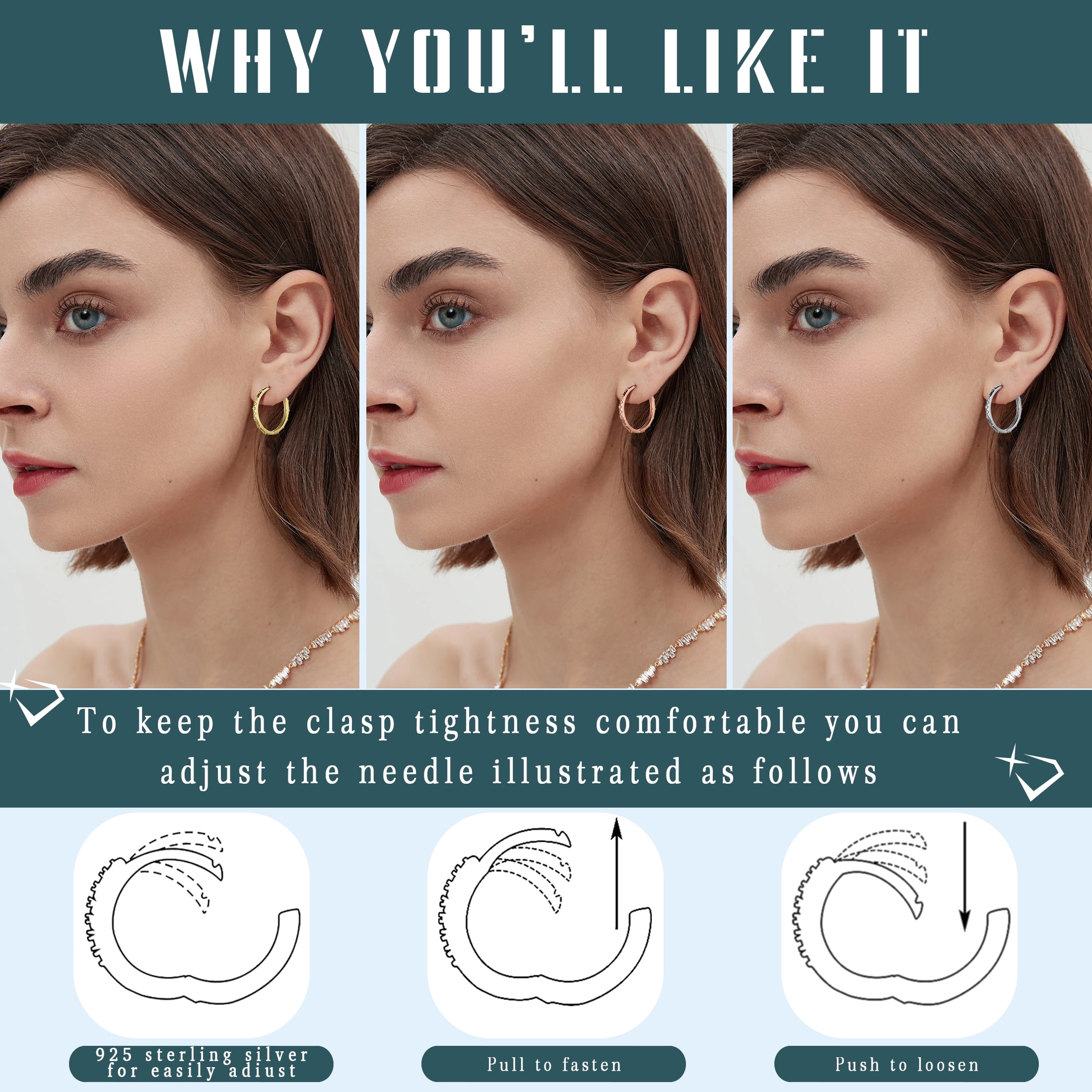 Beautlace 14K White Gold over 925 Sterling Silver Hoop Earrings for Women, 24mm Filigree Design with 5A Cubic Zirconia Earrings Hoops Christmas Birthday Jewelry Gift for Her