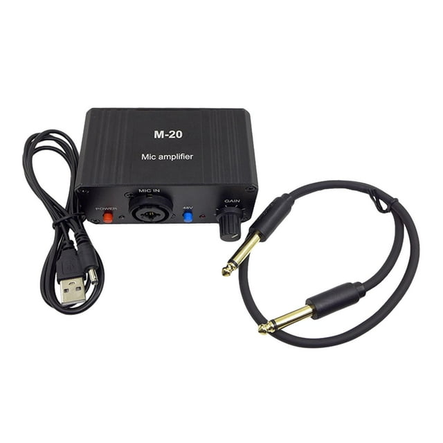 Preamplificador de micrófono, amplificador, estéreo, micrófono dinámico XLR portátil, amplificador de Audio M-20 de 48V, amplificador de micró 65 macho a macho