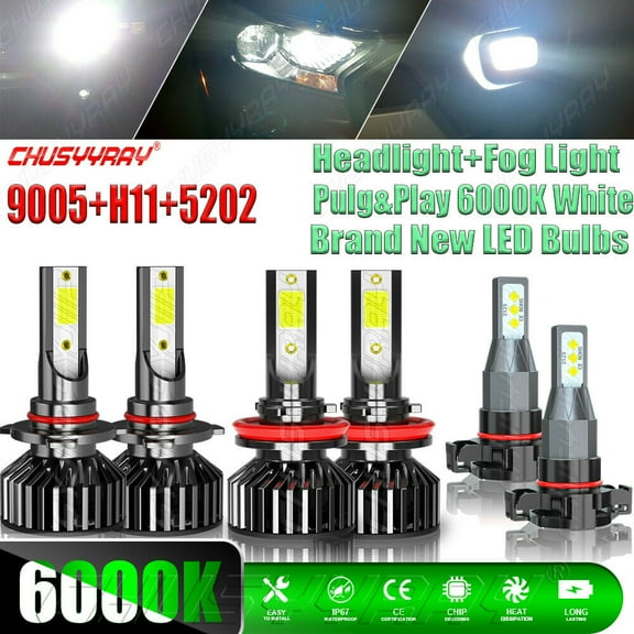 For Jeep Grand Cherokee 2011 2012 2013 Combo LED Headlight & Fog Light Bulbs Kit