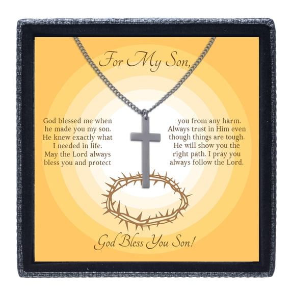 Awkward Styles Cross Necklace Message Card Jewelry Gift for Son Brother Wife Faith Necklace Jesus Blessings for Birthday Anniversary Celebration