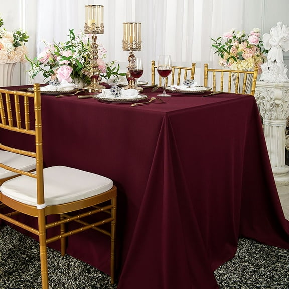 Wedding Linens Inc. Wholesale Scuba Wrinkle Free 60" x 120" Rectangular Table Cover Tablecloth - Burgundy