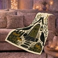 thumbnail image 6 of Crows by Cottage with Moon and Lantern, Cozy Folk Art Style for Cottagecore Fans, Autumn Doorway Scene, Flannel Blanket for Reading Nook and Cabin, Housewarming Gift and Primitive Home Decor, 6 of 9