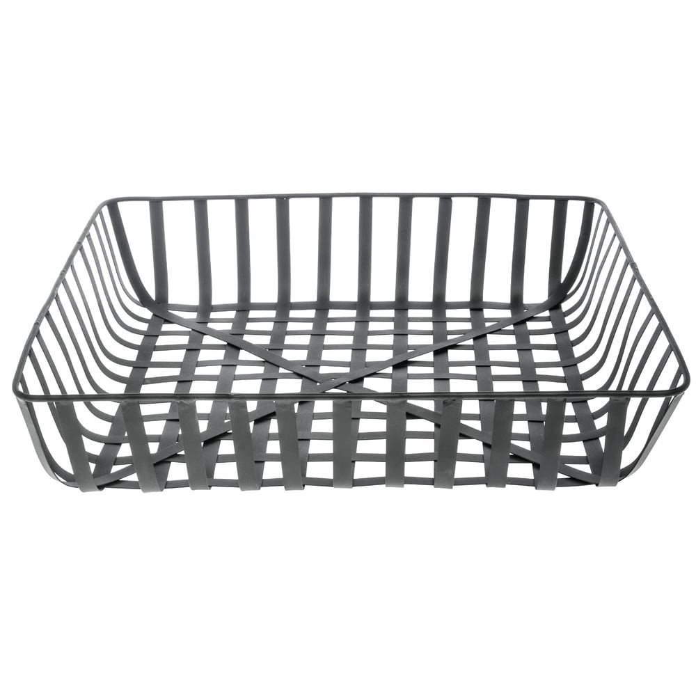HUBERT Square Black Metal Tobacco Basket - 18"L x 18"W x 3 5/8"H