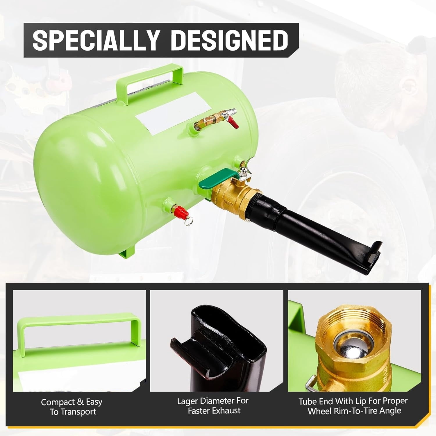 Ktaxon 5 Gallon Air Tire Bead Blaster Seater, Wheel Seating Tool Inflator Tank for Truck ATV, 85-116PSI Operating Pressure, Green