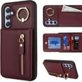 thumbnail image 2 of Samsung Galaxy A54 5G Case with Card Holder for Women, Samsung Galaxy A54 5G Phone Case Wallet with Credit Card with Ring Kickstand Zipper Slim Stand Case - Red Wine, 2 of 13