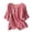 Hot Pink, variant on Ladies' Cotton Linen Embroidery V Neck 3/4 Sleeve Loose T-Shirt - Solid Color Casual Top with Intricate Detail, M-XXXXL