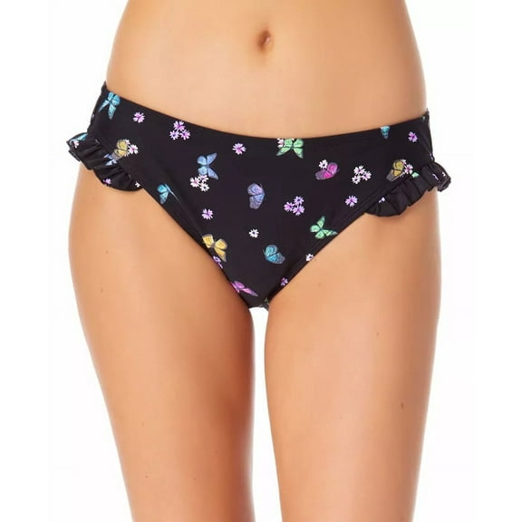 California Waves Women's Juniors' Ruffle Hipster Bikini Bottoms Swimsuit Black Size Xl