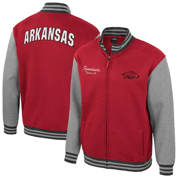 Men's Colosseum Cardinal Arkansas Razorbacks Ambi-Turner Full-Zip Varsity Jacket