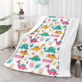 thumbnail image 2 of Cute Dinosaur Cartoon Pattern Soft Sherpa Fleece Throw Blanket, Warm Cozy Plush Blanket for Sofa Bed Couch, All Season, 50"x60", 2 of 5