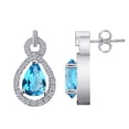 thumbnail image 2 of 0.5 Carat 9X6MM Pear Blue Topaz and Diamond Surrounded Earrings In 10k White Gold, 2 of 6