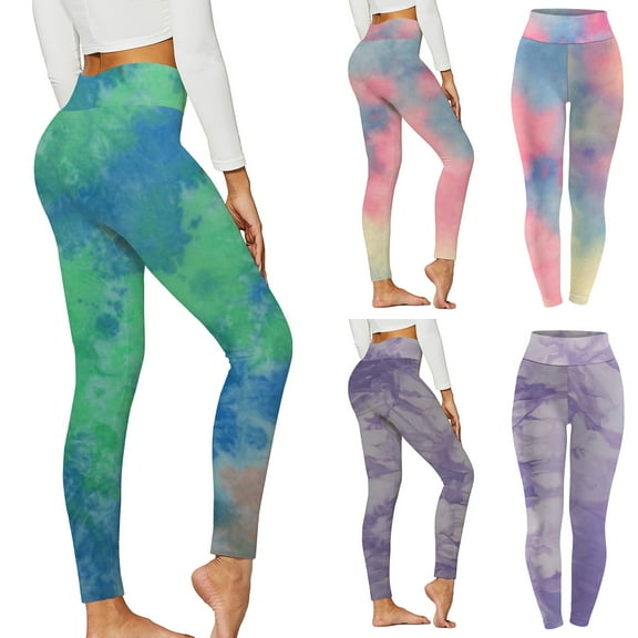 YUGYXL Lightweight Printed Yoga Leggings Soft High Waist Workout Leggings for Women Butt Lift Tummy Control Yoga Pants Casual Women's Leggings Green,S