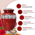 thumbnail image 4 of Nova Niche Aluminum Cremation Urn for Human Ashes, Adult 200 Cu In, Red with Velvet Bag, 4 of 9