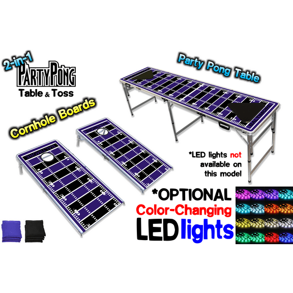 2-in-1 Cornhole Boards & Beer Pong Table - Baltimore Football Field