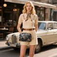 thumbnail image 6 of FORMRS Women Crossbody Purse with Chain Strap Vegan Leather Shoulder Handbag, Black Flowers, 6 of 7